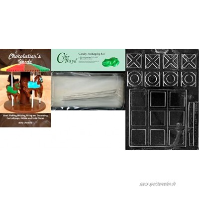 Cybrtrayd"Tic Tac Toe" verschiedene Schokolade Form mit Chocolatier 's Bundle inkl. 25 Cello Taschen und 25 silber Twist Ties