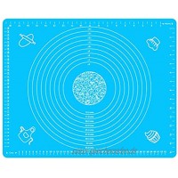 Silikon Backmatte,50×40cm Rutschfest Teigmatte Ausrollmatte Pizza Matte Gebäckmatte Backmatte mit Messung Silikon Matten zum BackenBlau