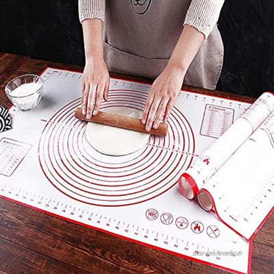 Voarge Backmatte Silikon Teigmatte Wiederverwendbar Antihaft mit Messung 60 x 40 cm Silikonmatte Silikon Backmatte Baking