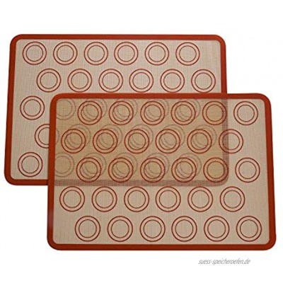 Yizhet Backmatte aus Silikon für Macaron Keks 2er Set Antihafte Matte Groß 42×30cm für Makronen Kuchen Brot Hitzebeständiges Silikon-Backmatte für Backofen & Mikrowelle