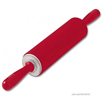 Kaiser Kaiserflex Red Teigrolle 49 x 6,5 cm Nudelholz Silikon mit Metallkern ergonomische Griffe hitzebeständig bis 200°C rot