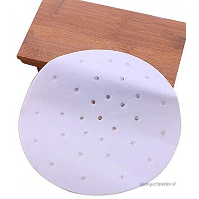 Lamf 100 Stück Luftfritteusen Bambus-Dämpfpapier antihaftbeschichtet perforiertes Pergamentpapier Kreise für Dämpfen von Korb Backen Kochen Kuchenformen 18cm 7inch