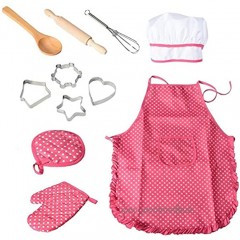 Ghaike Kinderkoch-Set 11-teiliges Set Kuchen backen Kochkleidung Form und Küchengeschirr Geschenk für die Küche zu Hause
