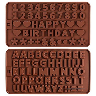 2 Stück Silikon-Schokoladenform "Buchstaben und Zahlen" Silikon Schokoladenbuchstaben und Zahlenformen Silikon Alphabet Form Silikon Schokoladenformen und Eiswürfelschalen Fondantform zum Backen