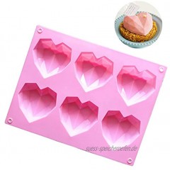 Silikonform in Herzform 6 Arten von Herzformen für Schokolade Valentinstag Muffin-Backform Backform für Bonbons Rosa