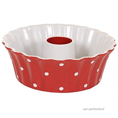 Isabelle Rose Keramik Gugelhupfbackform- rot polka dot 30cm x 30cm x 10 cm