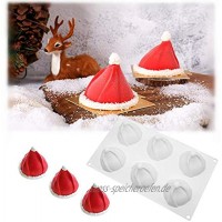 XiaoShenLu 3D kuchenform Mousse Silikon backformen DIY Mold Dessert backform 6 Löcher Weihnachten Hut weiß