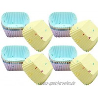 LYYDAN 20 Stück Cupcake-Formen Wiederverwendbare Quadrat Silikon Muffinform Backformen Fünf Farben Umweltschonend Muffinförmchen Cupcake