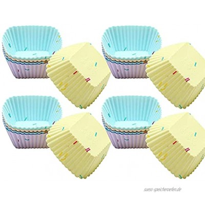 LYYDAN 20 Stück Cupcake-Formen Wiederverwendbare Quadrat Silikon Muffinform Backformen Fünf Farben Umweltschonend Muffinförmchen Cupcake