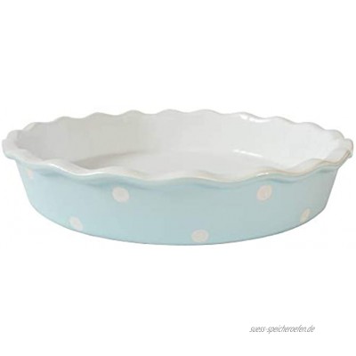 Isabelle Rose IR5523 Tarte Quiche Form Keramik -pastelblau blau mit weißen Punkte Polka Dot