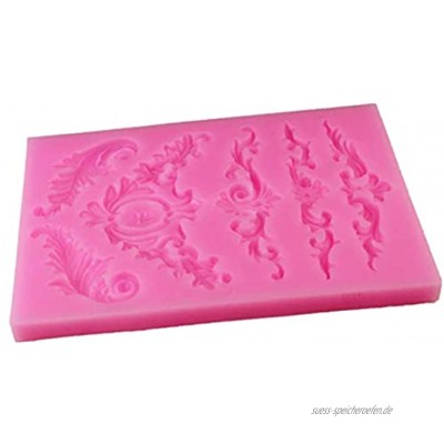 Beito Schokoladen-Form barocker Weinlese Curlicues Scroll Lace Fondant-Silikon-Form Küchen-Backen-Kuchen-Border-Dekoration Werkzeuge Pink