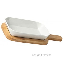 Cabilock Keramik Auflaufform Backformen Lasagne Bratpfanne Auflaufform Teller Tablett mit Holzboden zum Kochen Küchenkuchen Abendessen Bankett