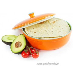 Uno Casa Keramik Tortilla Wärmer – Servieren Sie Tortillas zur Party oder Fiesta zu Hause geeignet als Pfannkuchen und Chips Aufbewahung- sicher für den Einsatz in Mikrowelle und Ofen – 22cm