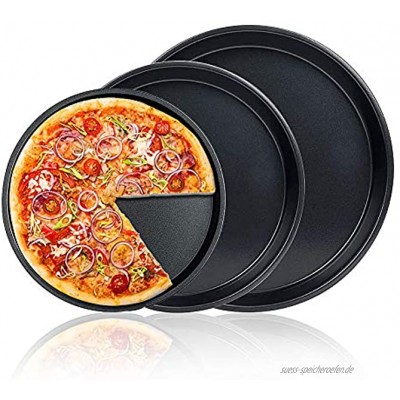 FANDE 3er Set Antihaft-Pizzaform 6 Zoll 7 Zoll 8 Zoll Kohlenstoffstahl Runde Antihaft-Pizzaform Mikrowelle Backofen Geschirr Pfannen Backform Antihaft-Pfanne für Pizza & Toastbrot
