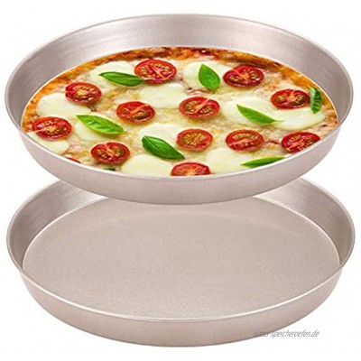 JAHEMU Pizzablech Rund Cake Pan 8 inch Kohlenstoffstahl Pizzaform Pizza Backblech zum Backen im Ofen Pizzapfanne Pizza Pan für Pizza Flammkuchen Kuchen 2er Set
