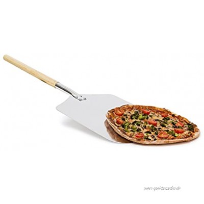 Relaxdays eckige Pizzaschaufel Aluminium Pizzaschieber mit Holzgriff Brotschieber für Backofen HBT: 3x30,5x79cm grau