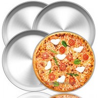 TEAMFAR Pizzablech Rund Pizzaform Pizzapfannen 4er-Set aus Edelstahl ∅ 29 cm Pizza Backblech zum Backen im Ofen Gesund & Langlebig Leicht zu reinigen & Spülmaschinengeeignet
