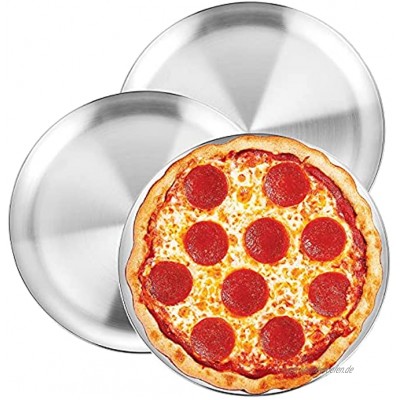 WEZVIX 30 cm Pizzablech runde Pizza Backform aus Edelstahl Pizza Tablett Pizza Kochpfanne zum Backen spülmaschinenfest und Einfach zu Reinigen 3er
