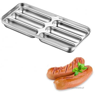 GRTBNH Edelstahl Wurstform DIY Hausgemachte Hot Dog Tablett mit Deckel Haushaltswurst Maker Form füR Ofen und Mikrowelle 6 KavitäT