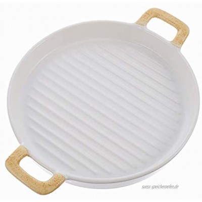 YARNOW Keramik Backform Runde Backform Ofen zu Tisch Backformen mit Zwei Griff Mikrowelle Platte Salat Fach Lebensmittel Behälter für Küche
