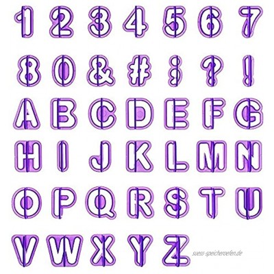 LIHAO 40tlg Ausstecher Buchstaben Fondant Ausstechformen Alphabet Zahlen Zeichensetzung Tortendeko