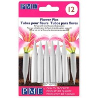 PME Mittlere Blumenbilder Packung mit 12 Stück Kunststoff Weiß 0.8 x 0.8 x 5.6 cm Einheiten